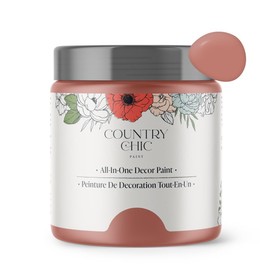 Country Chic Paint - Chalk Style All-in-One Paint for Furniture, Home Decor, Cabinets, Crafts, Eco-Friendly, Matte Paint - Peachy Keen [Coral Pink] Half Pint 8oz