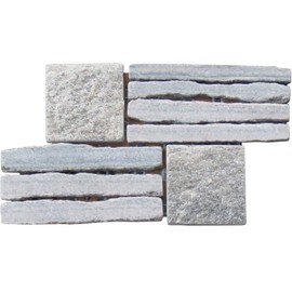 Intrend Tile LS019-G-sample Landscape Wonder Green Quartzite Basketweave Interlocked Mosaic Tile Sheet, Sample, Mixed Greys