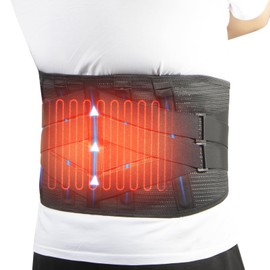 Oramuon Heating Belt, Heated Back Support, Lower Back Support with Heating Pad for Women and Men, Electric Heat Belt Back with 5000 mAh Powerback, for Lower Back Pain, M