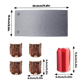 Bearded Dragon Basking Platform, Slate Rocks for Reptiles with Wooden Pile, Leopard Gecko Hides and Caves, Reptile Tank Accessories for Bearded Dragons, Geckos, Ball Pythons, Tortoise
