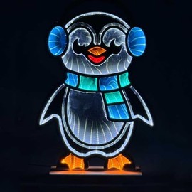Brilliant Brand Lighting LED Infinity Mirror Strip Light 3D Penguin Holiday Decoration - Lighted Sign - 15 Inch Display - Multi Colored