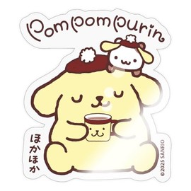 Spreadshirt Pompompurin Trinkt Kaffee Mit Muffin Sticker, max. 10x10 cm, 10 x 10 cm, Transparent glänzend