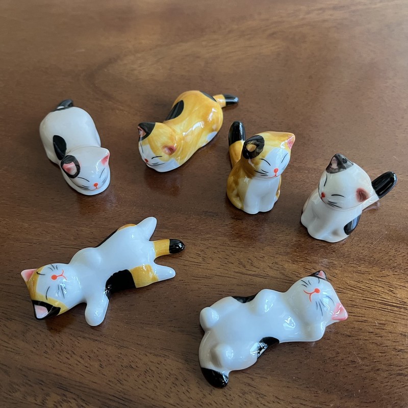 MIUFA Ceramic Cute Cat Chopsticks Rest Dinner Spoon Stand Knife