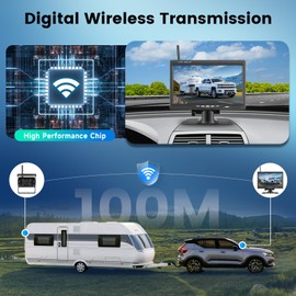 Hodozzy Wireless Backup Camera System Kit, 7" HD Rear View Monitor with Blind Spot Alarm, Super Night Vision, 1080P IP68 Waterproof Wireless Rear View Camera System for Truck/Camper/Van Wireless