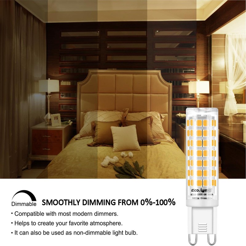Eco.Luma G9 LED Bulb Dimmable, 6W T4 G9 LED Bulb