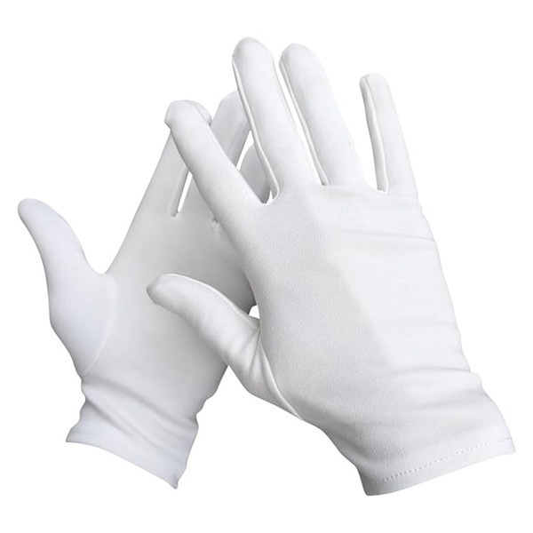 Teravan Noctua White Cotton Gloves – Washable,Reusable for Men &