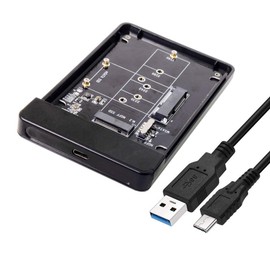 Xiwai Combo M.2 NGFF B-Key & mSATA SSD to USB Type-C Converter Enclosure with Switch
