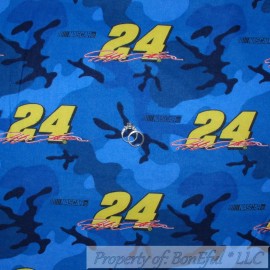 Springs Creative Products BonEful Fabric FQ Cotton Flannel Quilt VTG Blue Camo BOY Jeff Gordon 24 Race Car