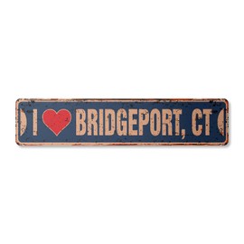 I Love Bridgeport Connecticut Vintage Plastic Street Sign ct City State us Wall Road décor Gift | Indoor/Outdoor | 30" Wide