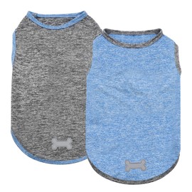 KYEESE 2 Pack Dog Shirts Quick Dry Soft Stretchy Dog T-Shirts with Reflective Label Tank Top Sleeveless Vest Sun Protection Dog Clothes for Small Dogs, X-Large, Light Blue+Grey