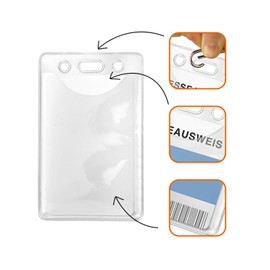 Karteo Card Sleeves DIN A7 Format [Pack of 1] Vinyl ID Sleeves Transparent Vertical ID Card Holder 105 x 74 mm ID Card Holder for ID Cards