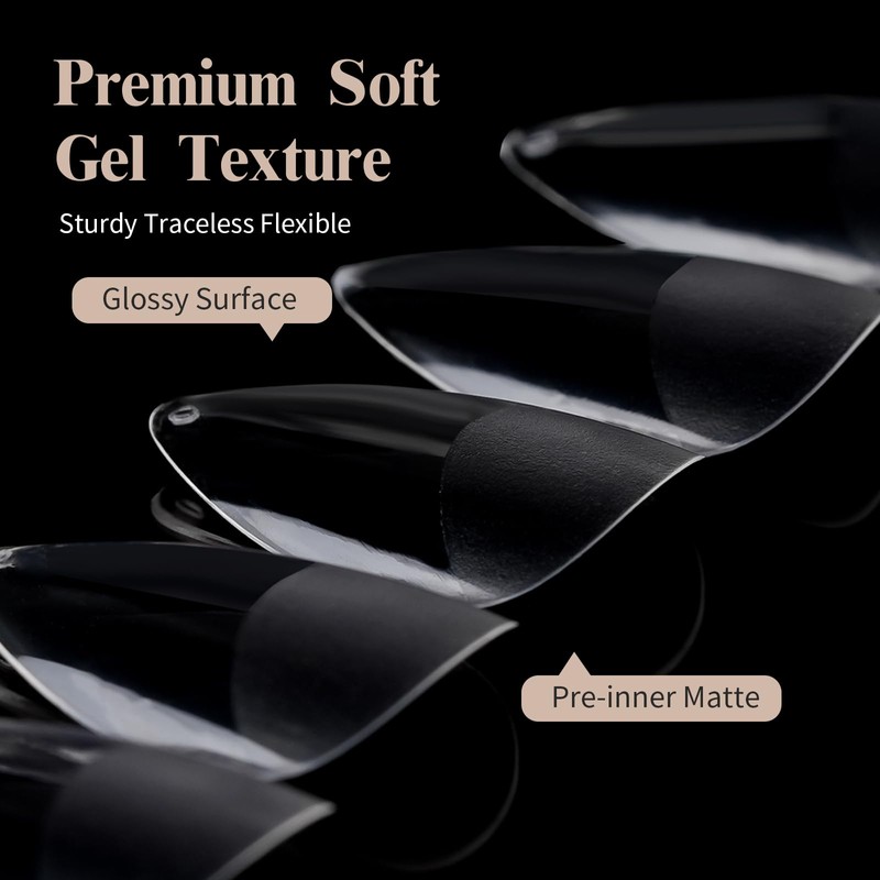 Venares Pack of 120 Short Almond Nail Tips for Gel