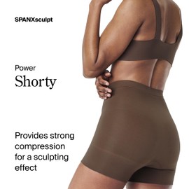 SPANXsculpt Seamless Power Shorty - For All Hemline Lengths - Lightweight Core Control Shapewear - Dig-Free Waistband - Chestnut Brown - Small