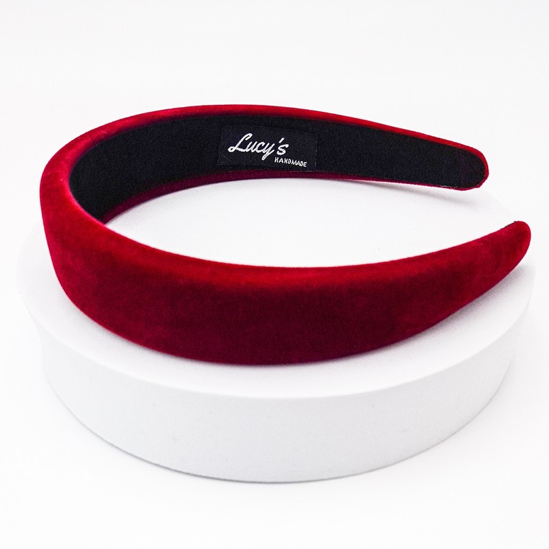 Burnaby Wide Red Velvet Thick Point Hair Band / 버나비