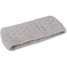 styleBREAKER 04026061 Women's Knitted Headband Plain with Checked Pattern, Thermal Fleece Lining, Winter Headband Plain Light Grey