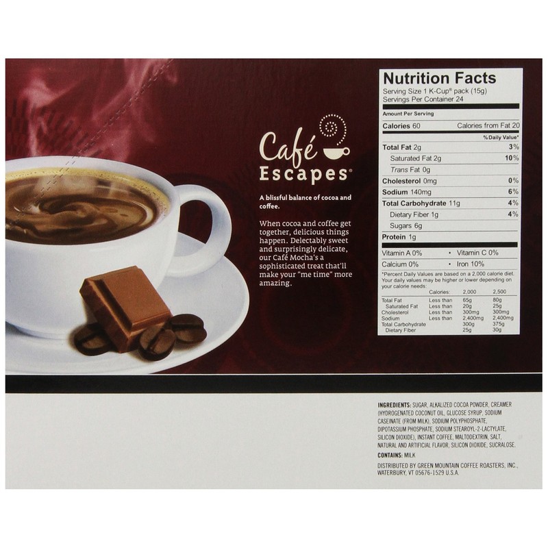 Café Escapes Café Mocha, K-Cup Portion Pack for Keurig Brewers,