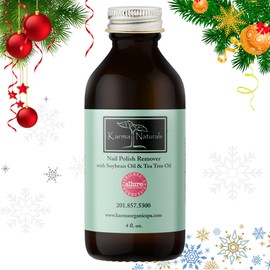 Karma Organic Nail Polish Remover with Soybean Oil and Tea Tree Oil- Non Toxic, Vegan, Cruelty Free, Acetone Free – Nails Strengthener for Fingernails – 4 fl. Oz.