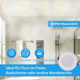 Grebeam Set of 20 LED spotlights, 230 V, LED recessed spotlights, flat, 5 W, 450 lm, IP44 LED spotlights, bathroom spotlights, neutral white, 4000 K, hole diameter 75-90 mm, ceiling light for living