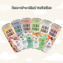 Ginger Meyer Lemon Herbal Sparkling Water by Aura Bora, 0 Calories, 0 Sugar, 0 Sodium, Non-GMO, 12 o