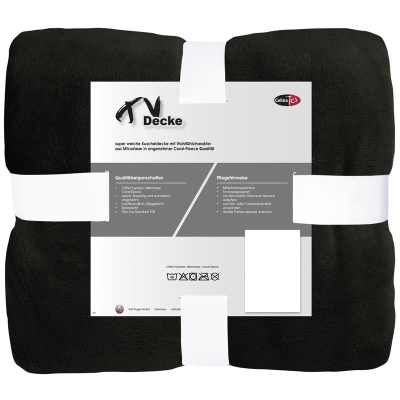 CelinaTex TV blanket, cuddly blanket, 150 x 200 cm, black