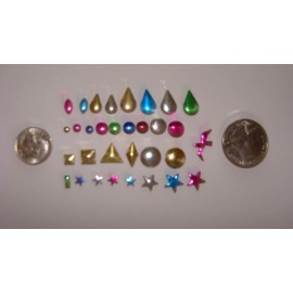 Unbranded Vintage Metallic Embellishment Lot 320 pcs teardrop stars pyramid birds nos