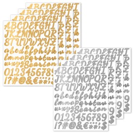 608 Pcs Gold Letter Stickers,Alphabet Stickers Vinyl Letter Sticker for Water Bottles Small Silver Sticker Letters Self-Adhesive Glitter Number for Graduation Cap Scrapbook DIY Crafts (8,1 Inch)