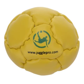 Juggle Pro Hacky Sack Footbag with 14 Panels - Sumo Model - Foot Fitting - Yellow Faux Leather, Plastic Pallets Filled, Hand Stitched