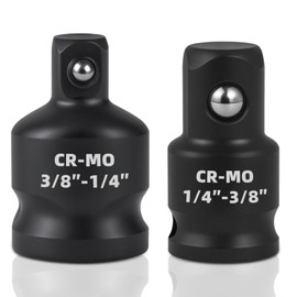 Impact Socket Adapter and Reducer Set, 2 Pcs 3/8” Female to 1/2” Male Adapter, 1/2" Female to 3/8" Male Reducer, Square Adapter and Reducer Conversion Set for Impact Driver Wrenches, Cr-Mo Steel