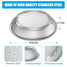 Upgrade Fire Pit Shield Screen for Solo Stove Bonfire 19.5 Inch, Stainless Steel Spark Protector with 2 Fire Pit Stick, Spark Cover Accessories for Solo Stove Bonfire 2.0 and Other 19.5" Smoke Stoves