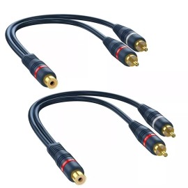DteeDck RCA Splitter 1 Female to 2 Male 2 Pack RCA Y Splitter RCA Audio Video Cable S...