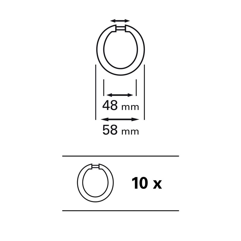 GARDINIA 10 x Transparent Plastic Curtain Rings for Curtain Rods