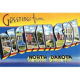 Greetings from Dickinson, North Dakota - 1930's - Vintage Postcard Poster