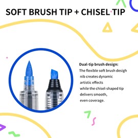 POMAC Dual-Tip Acrylic Markers, 12 Pack Art Drawing Acrylic Markers for Fabric, Canvas, Rock, Glass, Wood, Paper, DIY Crafts, School and Art