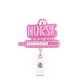 Nurse in Progress,Funny Thermometer Retractable Badge Reel for ID Card Badge,Retractable Badge Holder Alligator Clip for Nurse,Medical Assistant,Nursing Student,Teacher