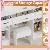 Yamissi White Makeup Vanity Table Set with 10 LED Mirror