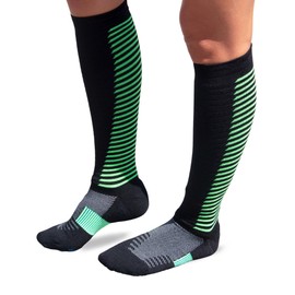 Pure Athlete Wool Compression Ski Socks - Ultra Compression Thermal Boot Socks for Skiing Hiking Hunting Cold Weather (3 Pairs - Black/Neon Yellow, Small)