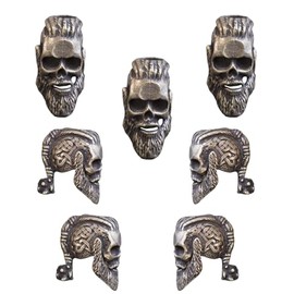 7pack Viking Beard Beads Hair Beads-Viking Hair Beads for Men DIY Beads Human head rosary beard ring large Viking beard beads metal beads
