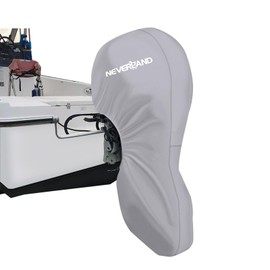 NEVERLAND Outboard Motor Cover Trailerable Full Boat Motor Cover 600D Heavy Duty Water Resistant Fade and Crack Outboard Engine Covers with Zipper, Fits 100-150HP Motor Gray