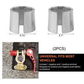 Ohleats 1 Pair Battery Post Shims, Negative & Positive Battery Terminal Shim Converters, Pure Lead Battery Terminal Adaptor Sleeves for Most Vehicles, Universal Car Accessories