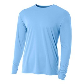 A4 Mens Cooling Performance Long Sleeve Crew, 2XL, Lt Blue