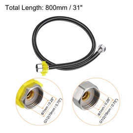 uxcell Faucet Supply Line Connector, G1/2 Female x G1/2 Female 31 Inch Long Braided 304 Stainless Steel Water Supply Hose, Black
