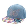 maximo Kids Girls' Cap Butterfly Snap-Back Closure, Blue washed/multicoloured, 55