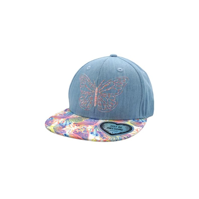 maximo Kids Girls' Cap Butterfly Snap-Back Closure, Blue washed/multicoloured, 55