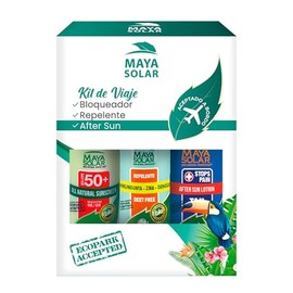 Maya Solar Pack 3 en 1: Bloqueador Solar + Repelente Premium + Crema After Sun | Fórmulas Naturales y Biodegradables | Uso Familiar | Perfecto para Pl