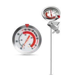 Red Mountain Valley 12" Fry Thermometer,Stainless Steel Stem Meat Cooking Thermometer,Best for Turkey, Barbecue, Fish Fry, French Fries