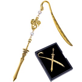 Berirexrion Fourth Wing Sward Bookmark - Fantasy Cool Dragon Page Marker Book Lovers Tassel Chain Pendant Metal Funny Ancient Gold Bookmarks Reading Men Boys Readers Novel Fans Friends Birthday Gift