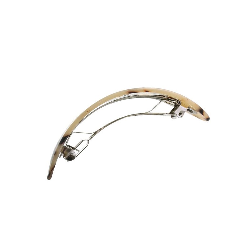 VINGTAINE H7573-BE- Tortoise Shell Style Barrette, Wide Oval Hair Clip,