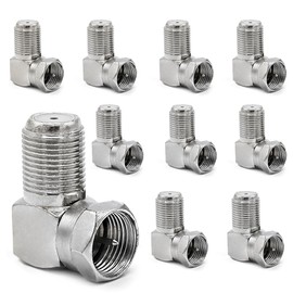 TechDirect Coaxial Cable Right Angle Connector [10 Pack], Female to Male Adapter Right Angle Coax Connector F Male to Female Coaxial RG6 Adapter for Coax Cable and Wall Plates Coax 90