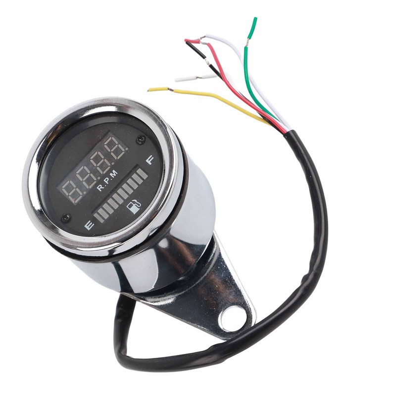 Motorcycle Digital Tachometer Tacho Speedometer Gauge 2 Airguide Cylinder Modified