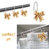 BOXOB 12pcs Gold Bow Shower Curtain Hooks Rings, Stainless Steel